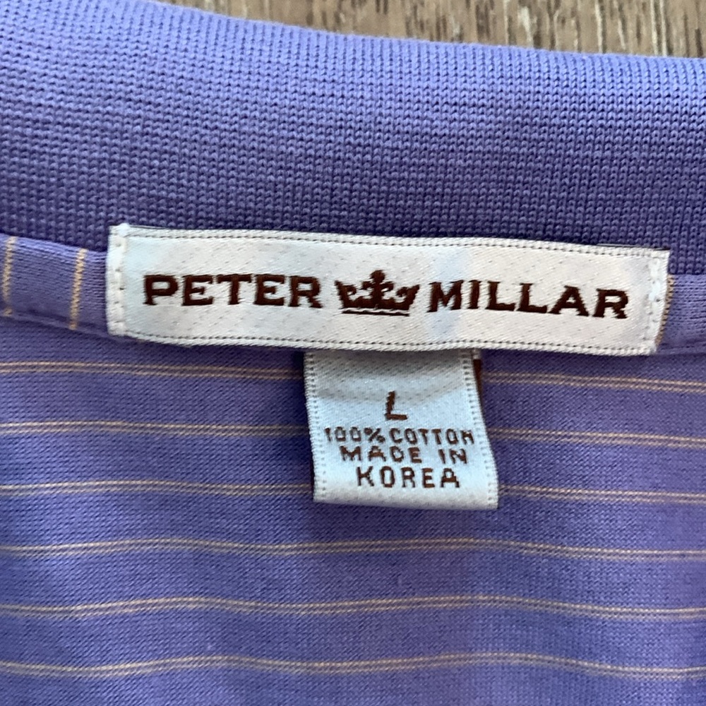 Peter Millar Large Polo in Lavender with Gold Stripes from Rockaway Hunting Club - Picture 4 of 8